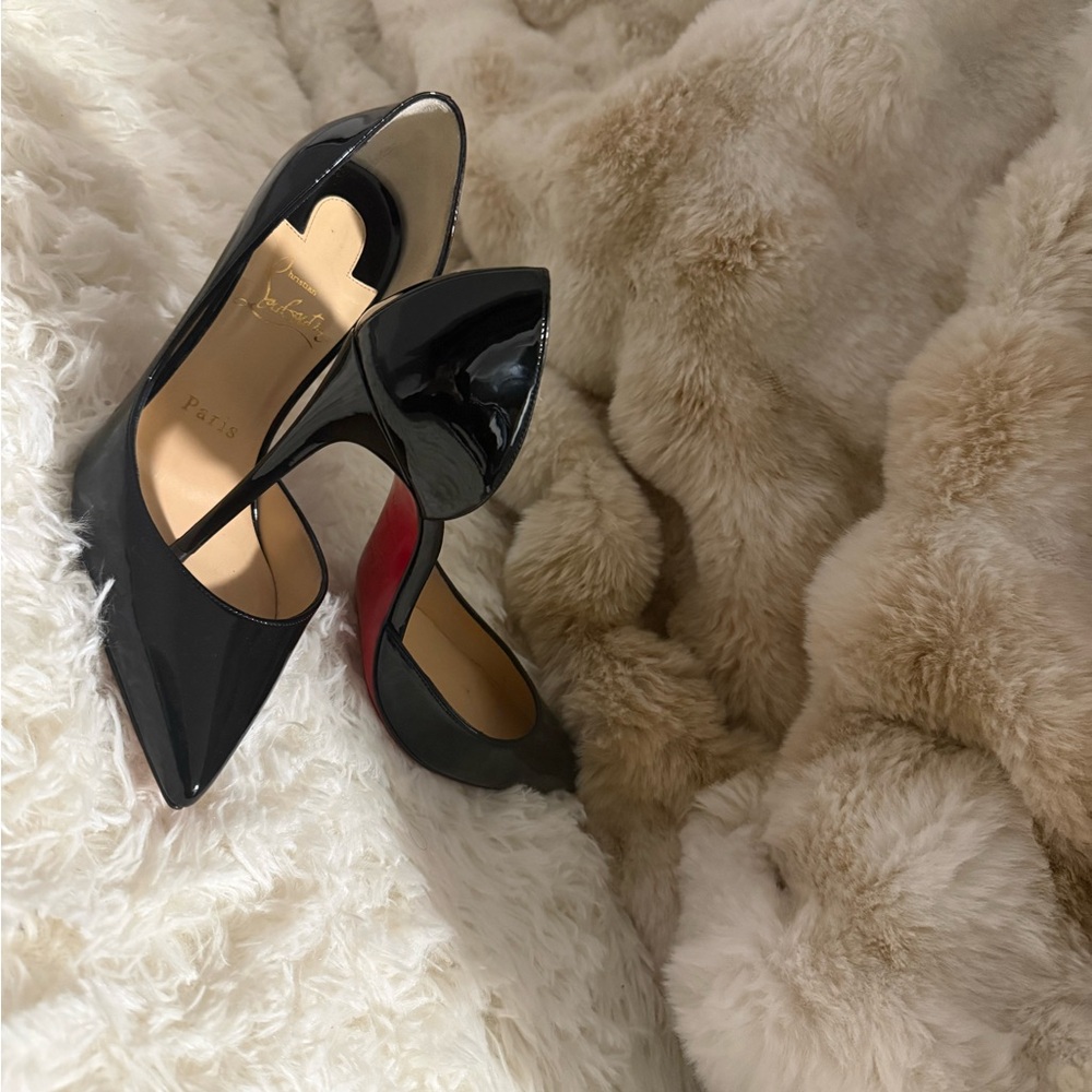 Christian Louboutin Black and Red Patent Heels
